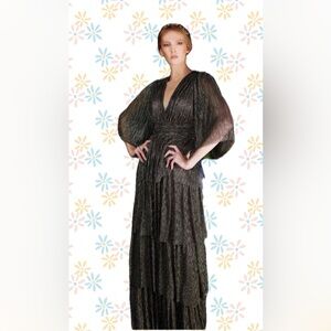 Janique 210722 - Quarter Length-Sleeve Plunging V-neck Evening Dress Sz 4 $748